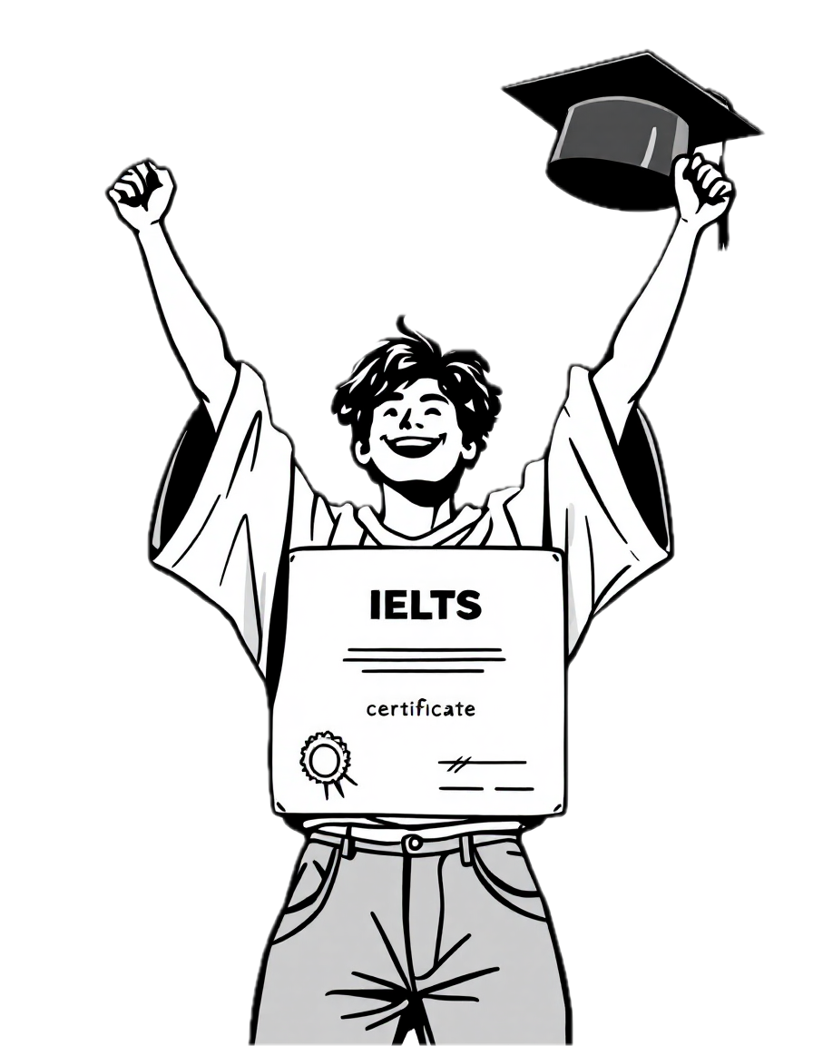 Student preparing for IELTS with guided steps toward Band 7+